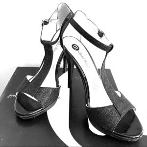Michael Antonio Black Glitter High Heels
